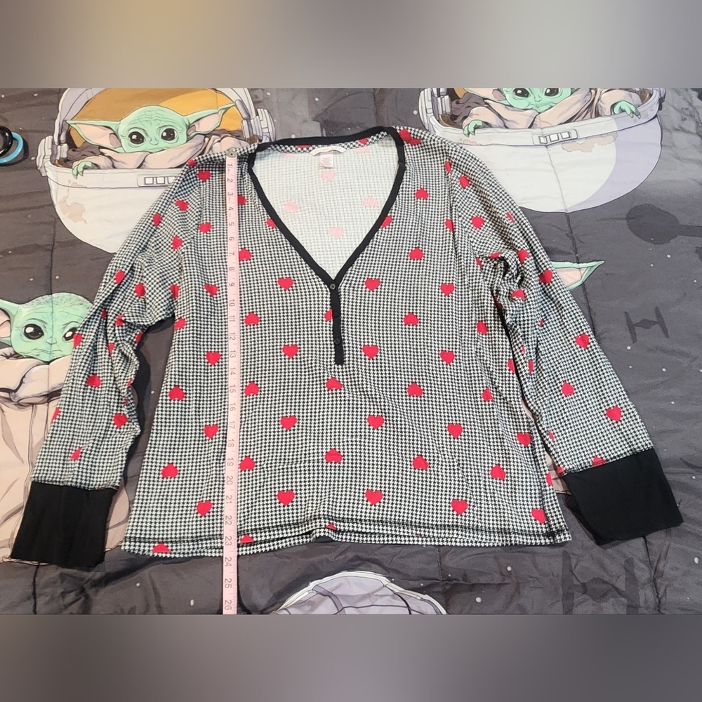 VICTORIA'S SECRET - Hound's Tooth Pajama Top Long Sleeve Warm Cozy